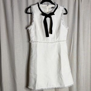 SHEIN size L White Mini Dress with Black Bow